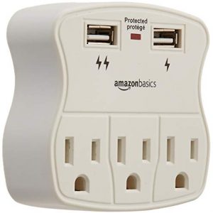 AmazonBasics 3-Outlet Surge Protector with 2 USB Ports